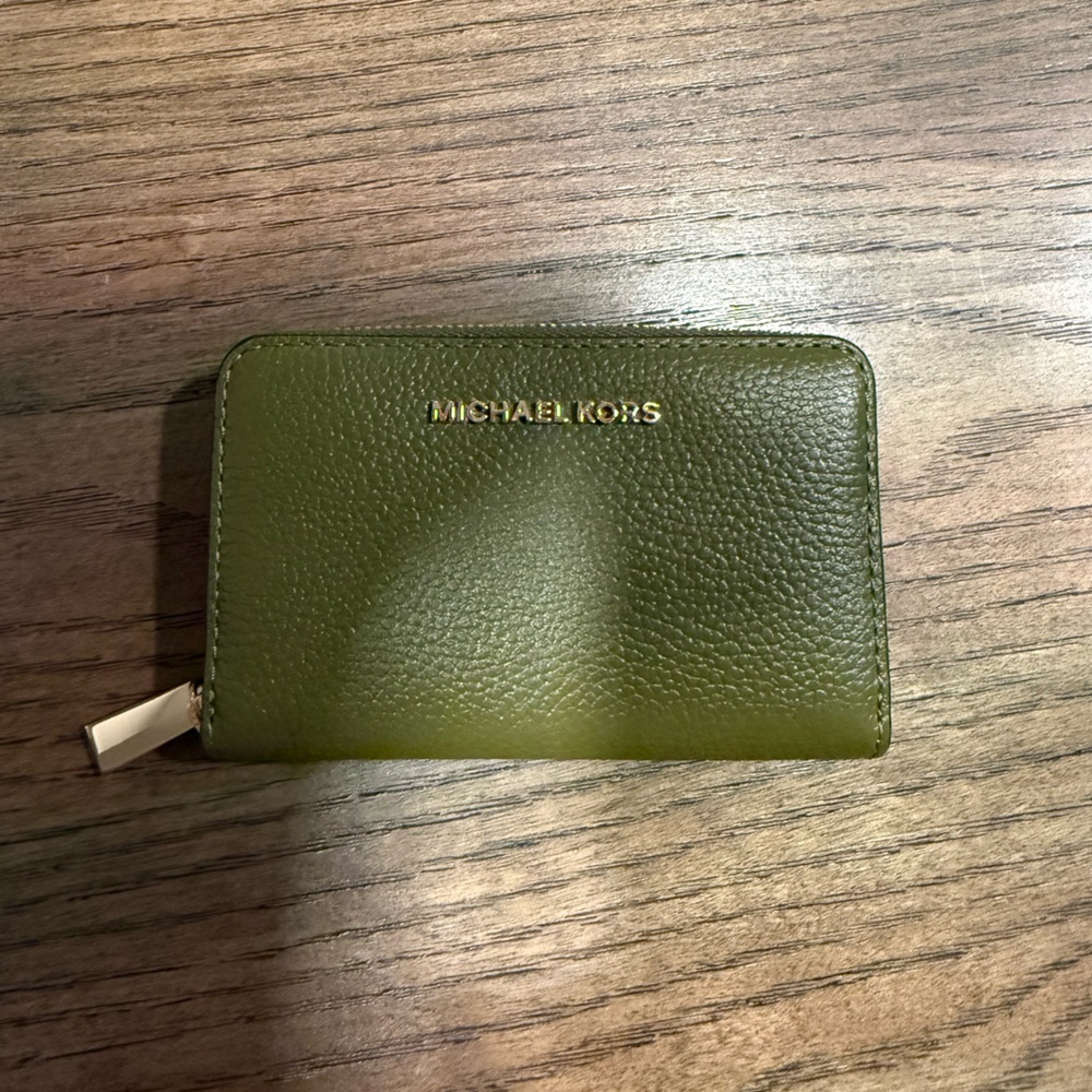 Michael Kors Green Leather Card Holder